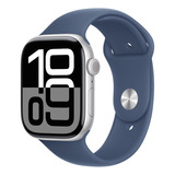 Apple Watch Series 10 Gps Caixa Prateada De Alumínio 46 Mm Pulseira Esportiva Denim M/g