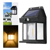 Arandela D.s. De Parede Com Luz Solar Sensor De Presença Cor Preto