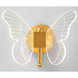 Arandela Led Borboleta Dourada Luz 3000k Decorativa Moderna