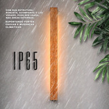 Arandela Led Decorativa Parede Muro Piscina Escada Externa Interna Sol Chuva Ip65 Alto Padrão Madeira De Lei Angelim Pedra 110v Luz Quente