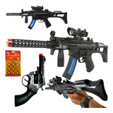 Arma De Brinquedo M16 Luzes Som E Laiser + Revolver Espoleta