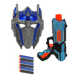 Arma Nerf Lançador De Dardo + Mascara Transformers Brinquedo