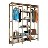 Armário Arara Closet Para Roupas Com Cabideiro Em Madeira