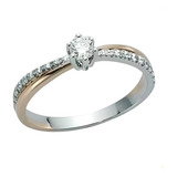 Aro 15 ,aliança, Solitário.diamantes Ouro Branco E Rosê 18k