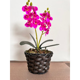 Arranjo Orquídea Artificial Branca + Vaso Mesa