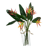 Arranjo Plantas Flores Tropicais Silicone Folhagens S/ Vaso
