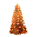 Árvore De Natal Dourada 150cm Fibra Óptica 80 Leds Bivolt.