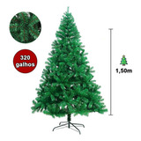 Árvore Pinheiro De Natal 1,50 Altura 320 Galhos Base Metal. Cor Verde