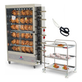Assador Frango Gás Tubular Pr634 Progás + Tesoura + Carro