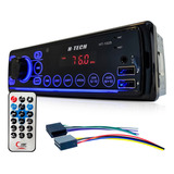 Auto Rádio Mp3 Bt Usb Charger Aux Rca Controle Remoto 1din