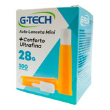 Autolanceta G-tech 100 Unidades Agulha 28g Ultrafina Conforto Dispositivo Segurança