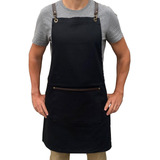 Avental Bartender Corpo Inteiro Cor Preto Desenho Do Tecido Liso