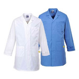Avental Jaleco Anti-estático Profissional Branco Azul Cinza