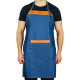 Avental Jeans Com Bolso Cozinha Bar Jardinagem Cor Azul