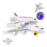 Avião Jatinho Brinquedo Som E Luzes 3d Plástico Realista Cor Branco