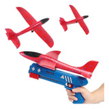 Avião Planador Voa Com Pistola Lançador Brinquedo Catapulta