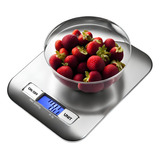 Balança Cozinha De Precisão Digital 0,1g A 10kg Para Pesar Alimentos Comida C/ Alta Precisão Aço Inox + Brinde