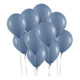 Balão Redondo 12 Diversas Cores 24 Unid Art Latex Cor Azul Jeans