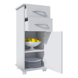 Balcão Armário Pequeno Porte Com 2 Gavetas E 1 Porta Branco