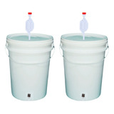 Balde Fermentador 22l C/ Alça Plástica Hermético Kit C/ 2 Un