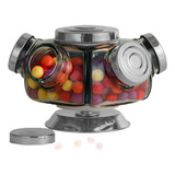 Baleiro Pequeno Decorativo 5 Gomos Prata Giratório + Brinde