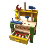 Bancada De Ferramentas Infantil Com Parafusos 14pc Madeira