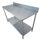 Bancada Mesa 80x40 Inox Multiuso 1 Prateleira Com Espelho