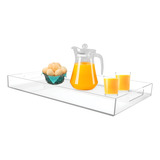 Bandeja De Acrilico Retangular Transparente 40x25x6cm Linda