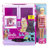 Barbie Guarda Roupa De Luxo Com Boneca Hjl66 Mattel