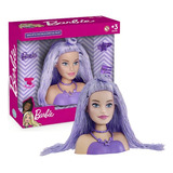 Barbie Mini Busto Styling Head Special Hair Lilás - Pupee