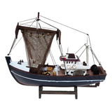 Barco Pesqueiro Decorativo 30 Cm - Em Madeira 30 X 26 Cm