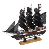 Barco Pirata Veleiro Em Madeira Decorativo 33cm