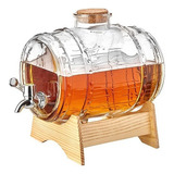 Barril Para Cachaça De Vidro Com Suporte De Madeira Luxo 3 Lit Haüskraft