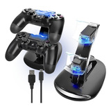 Base Carregador Controle Play 4 Suporte Dock Duplo Com Led