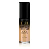 Base De Maquiagem Líquida Milani Foundation Conceal + Perfect 2 En 1 Conceal + Perfect 2-in-1 Foundation + Concealer Tom 06 Sand Beige - 30ml 30g