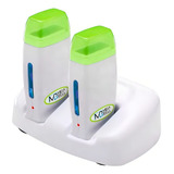 Base Dupla C/ 2 Aquecedores De Cera Rollon Branca Com Verde 110v/220v