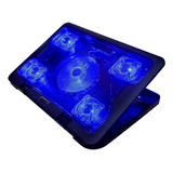 Base Notebook Ergonômica - 05 Cooler Led Azul Com Regulagem