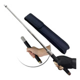 Bastão Retrátil Aço Inox Com Cabo Emborrachado 65cm Tático