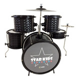 Bateria Infantil Luen Star Kids 44000 Profissional C Chimbal Cor Preta