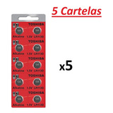 Bateria Pilha Lr1130 Toshiba - 5 Cartelas C/10 Unid Em Cada