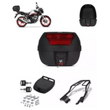 Baú Bauleto 28 Litros Protork + Bagageiro Suporte Moto Preto