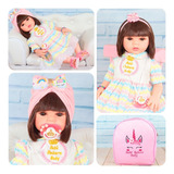 Bebê Real Reborn Corpo Silicone Cabelo Castanho Eloise Baby