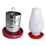 Bebedor 2lts + Comedor 3kg Frango Pato Perdiz Galinha Angola Cor Branco/vermelho 0