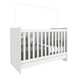 Berço 4 Em 1 Vira Escrivaninha Para Colchão 60 X 130cm Evolution Multimóveis Mp0541pn.156 Branco
