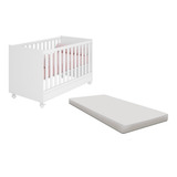 Berço Cama 2x1 Com Colchão Espuma D-18 Branco Sonho Leartam