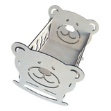 Berço De Boneca Urso 60x45,5 Mdf 6mm Cor Mdf Natural