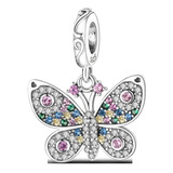 Berloque Borboleta Zircônias Prata 925