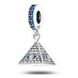 Berloque Pirâmide Azul Prata 925 E Zircônias