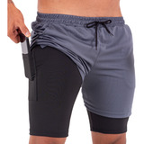 Bermuda 2 Em 1 Short Dry Fit E Térmico De Compressão Corrida