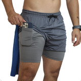 Bermuda 2 Em 1 Short Dry Fit E Térmico De Compressão Corrida